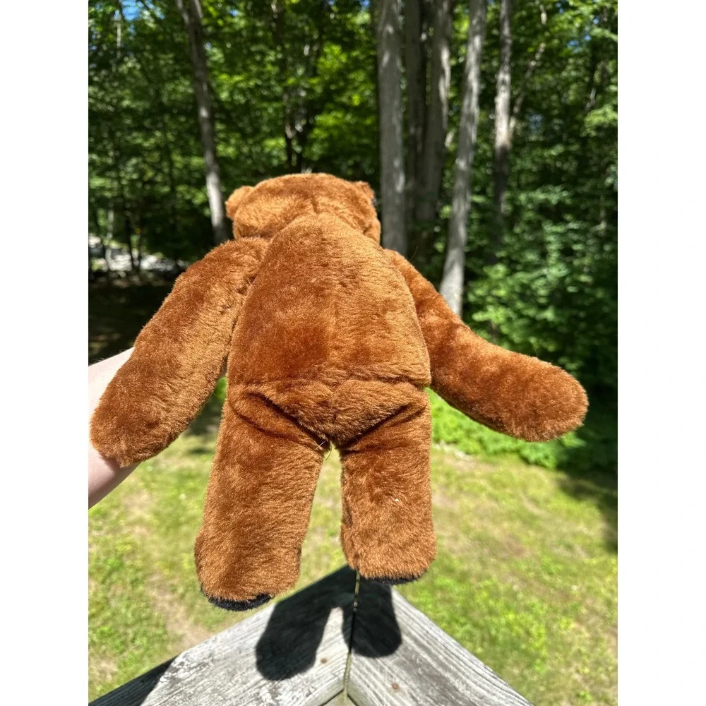 Vintage Brown Plush Teddy Bear Cinnamon Stuffed Animal Black Ear Accents 12 Inch